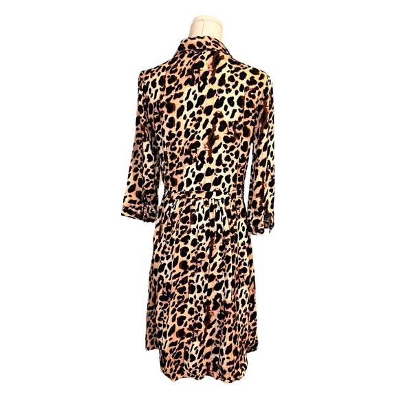 Women's Dex Leopard Print Button-Up Midi Dress Size Small - Picture 2 of 8